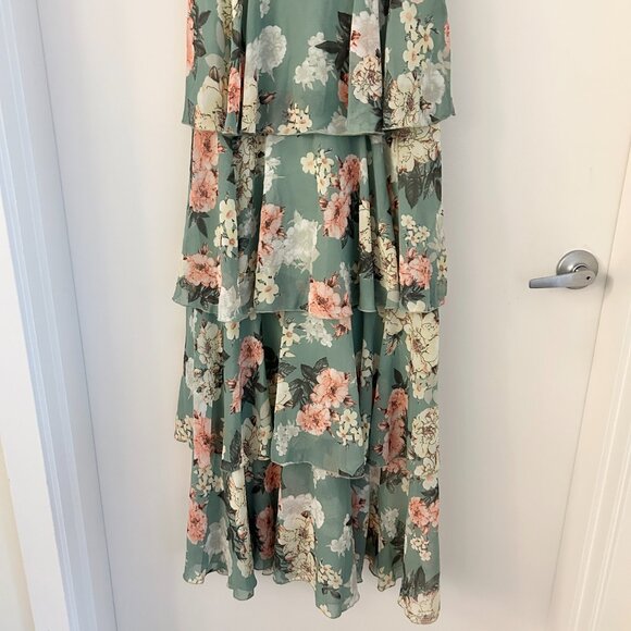 Baltic Born Montaigne Ruffle Maxi Dress in Sage Floral Size L NWOT - Picture 6 of 9